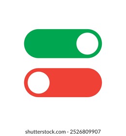 Switch toggle red green icon, On and Off button symbol sign on white background..eps