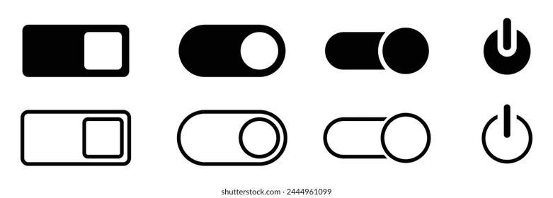 Switch toggle slider. Turn off and on toggle icon set. Vector Illustration.