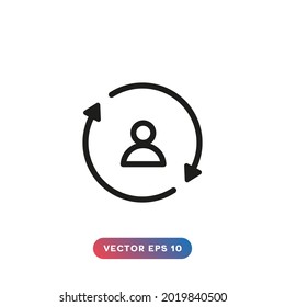 Switch user icon. Vector icon with a person and two arrows.