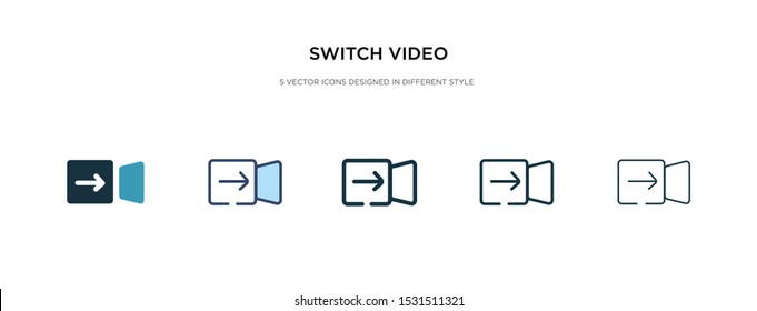 switch video icon in different style vector illustration. two colored and black switch video vector icons designed in filled, outline, line and stroke style can be used for web, mobile, ui