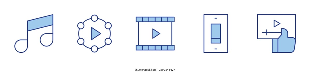 switch, video, music and multimedia, network, multimedia. Multimedia Icon vector illustration. Line Duotone style. Editable stroke.