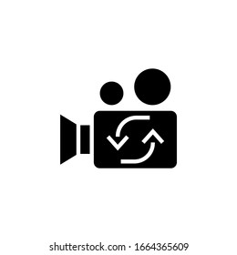 Wechseln Sie das Symbol für Vektorillustration auf schwarz-festem Flachdesign, Symbol einzeln auf weißem Hintergrund