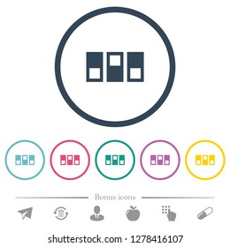 Switchboard flat color icons in round outlines. 6 bonus icons included.