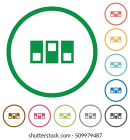 Switchboard flat color icons in round outlines