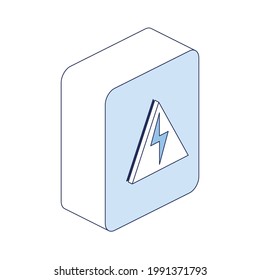 Switchboard, High voltage sign, electricity lightning. Vector 3d line isometric, color web icons, new flat style. Creative design idea and elements for infographics.