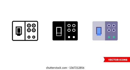 Switchboard icon of 3 types: color, black and white, outline. Isolated vector sign symbol.
