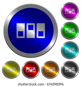 Switchboard icons on round luminous coin-like color steel buttons