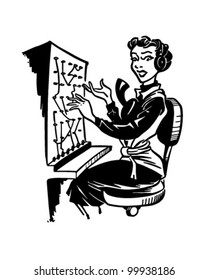 Switchboard Operator - Retro Clipart Illustration