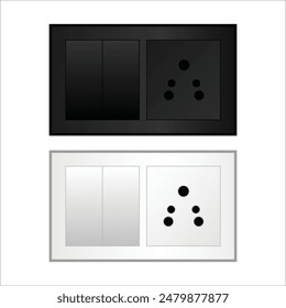 Switchboard sockets and electric boards USA, UK, India plugs, electricity equipment vector illustration isolated