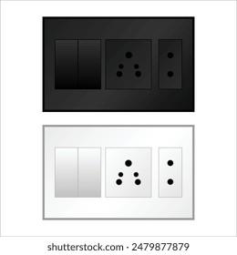 Switchboard sockets and electric boards USA, UK, India plugs, electricity equipment vector illustration isolated