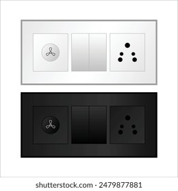 Switchboard sockets and electric boards USA, UK, India plugs, electricity equipment vector illustration isolated