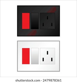 Switchboard sockets and electric boards USB port, USA, UK, India plugs, electricity equipment vector illustration Set isolated