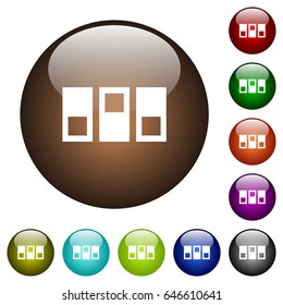 Switchboard white icons on round color glass buttons