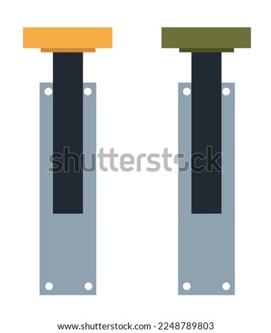Switcher and buttons for tuning on and off, isolated elements of panel or gadget. Industrial electronic or electric device or instrument. Controller with toggles for switching. Vector in flat style