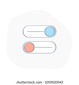 Switcher, Controller, On and Off Toggle switch button vector format, On and Off positions. Flat outline vector icon.