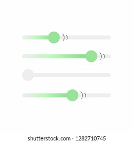 Switcher, setting, system preferences, mixing. Tuner filter control interface element with filter sliders or controls on white. Flat outline minimal vector illustration.