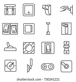 Switches icon set. Switch Thin line design. Lines with editable stroke.