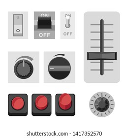 Switches icons in flat style. Set with varieties of switches and selectors.