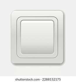 Switches for light. Realistic toggle switches in on and off positions. Electric light switch icon with one button. Socket and switch electrical outlet for electric plugs. Vector illustration 3d