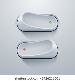 Switches in on and off positions. Vector illustration.