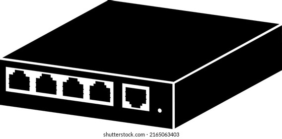 Silhouette vectorial aislada del centro de conmutación.