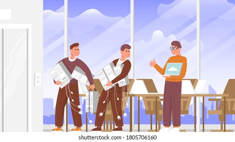 Switching to online work with a cloud service technology. For web communication and virtual meeting.