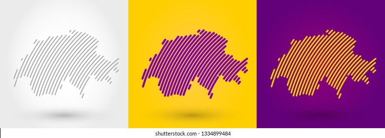 Switzerlan. colorful striped map