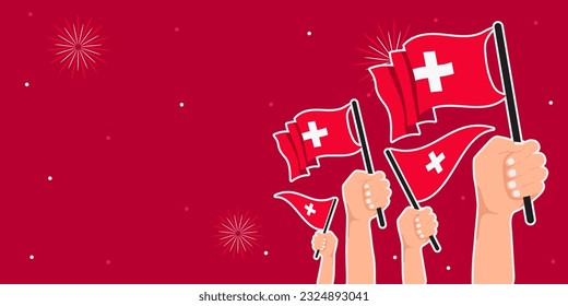 Switzerland 1st of August National Day. Banner Background Element Design, Swiss