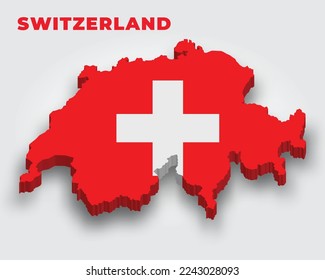 Schweiz 3d-Karte mit Flagge