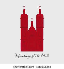 Switzerland, Abbey of Saint Gall, vector travel illustration, flat icon