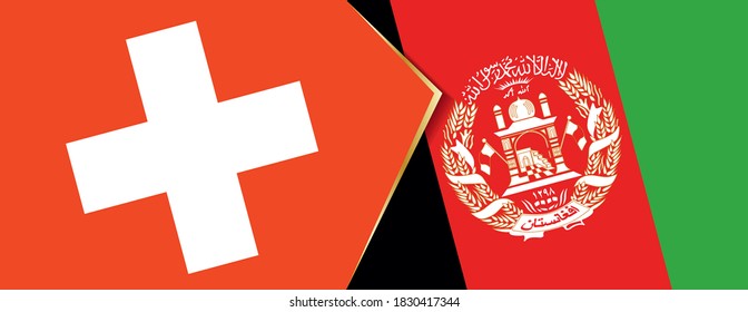 Switzerland and Afghanistan flags, two vector flags symbol of relationship or confrontation.