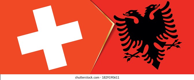 Switzerland and Albania flags, two vector flags symbol of relationship or confrontation.