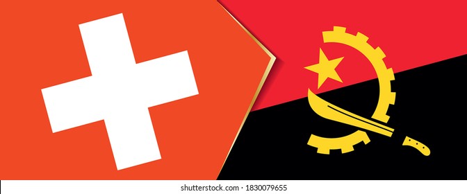 Die Flaggen der Schweiz und Angolas, zwei Vektorflaggen Symbol für Beziehung oder Konfrontation.
