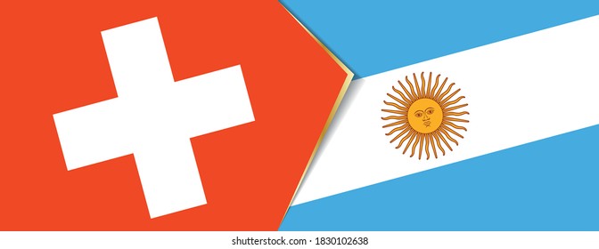 Die Schweiz und Argentinien Flaggen, zwei Vektorfahnen Symbol für Beziehung oder Konfrontation.