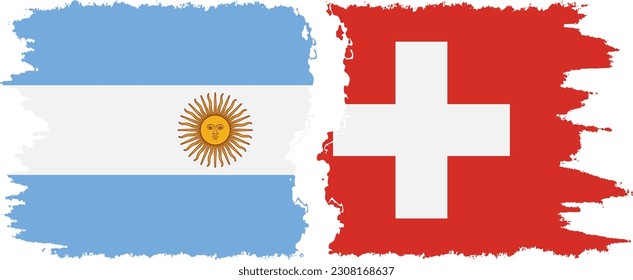 Switzerland and Argentina grunge flags connection, vector