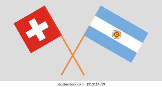 Switzerland and Argentina. The Swiss and Argentinean flags. Official colors. Correct proportion. Vector illustration