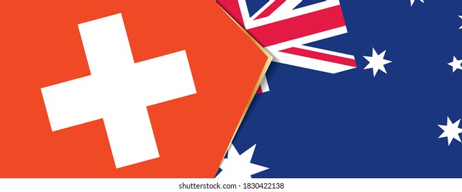 Die Schweiz und Australien Flaggen, zwei Vektorflaggen Symbol für Beziehung oder Konfrontation.