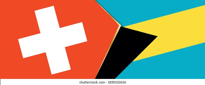 Die Flagge der Schweiz und der Bahamas, zwei Vektorfahnen Symbol für Beziehung oder Konfrontation.