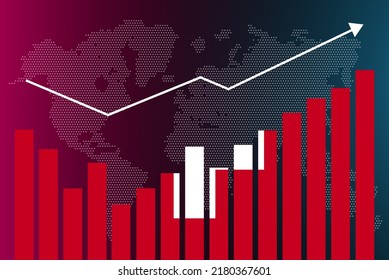 Switzerland bar chart graph with ups and downs, increasing values, Switzerland country flag on bar graph, upward rising arrow on data, news banner idea, developing country concept