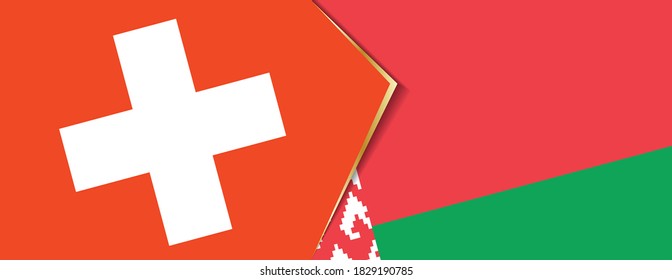 Banderas de Suiza y Bielorrusia, dos banderas vectoriales símbolo de relación o enfrentamiento.