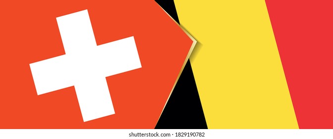 Banderas de Suiza y Bélgica, dos banderas vectoriales símbolo de relación o enfrentamiento.
