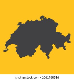 Switzerland black map,border on orange background. Vector illustration.