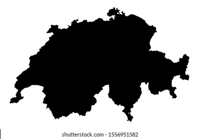 Switzerland Blank Map Black Silhouette Isolated on White Vector Eps 10