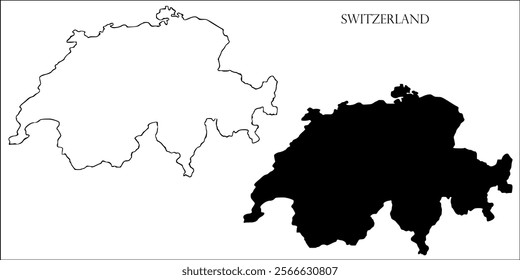 Switzerland Blank Map, Switzerland Map Outline Vector Images