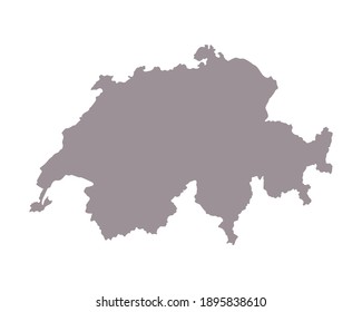 Switzerland blank map silhouette. High detailed editable gray map of Switzerland. European country borders vector illustration on white background