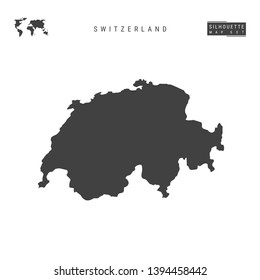 Switzerland Blank Vector Map Isolated on White Background. High-Detailed Black Silhouette Map of Swiss Confederation.