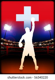 Switzerland Boxing on Stadium Background Original Illustration