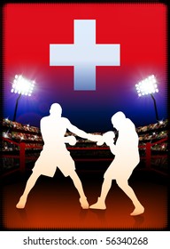 Switzerland Boxing on Stadium Background Original Illustration