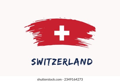 Die Schweizer Bürste malte Nationalflagge Malte weiße Textur weißer Hintergrund Nationaler Tag oder Unabhängigkeitstag Design zum Feiern Vektorgrafik