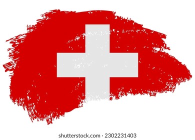 Switzerland brush stroke flag vector background. Hand drawn grunge style Swiss painted isolated banner.